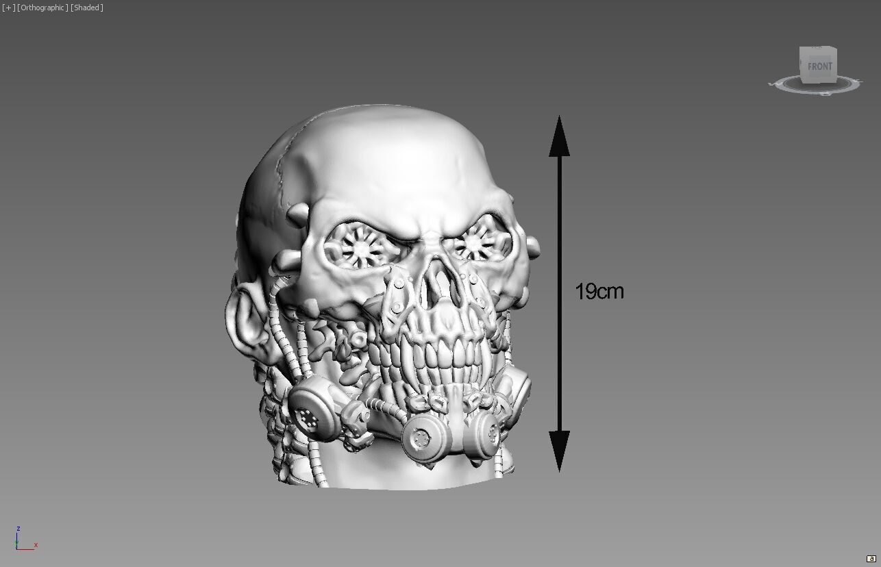 Robot Skull Headphone Stand Cyborg Headset Stand 3D print model_3