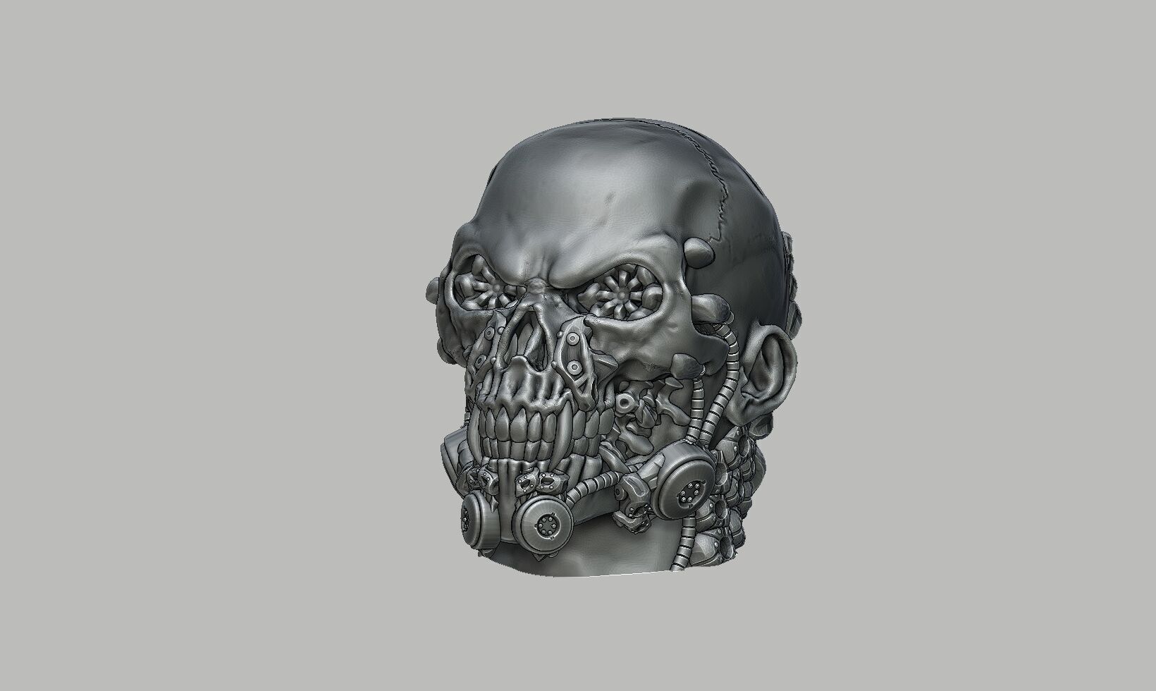 Robot Skull Headphone Stand Cyborg Headset Stand 3D print model_6