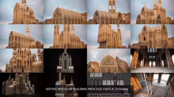 GOTHIC MODULAR BUILDING PACK OLD CASTLE 3D Model Collection