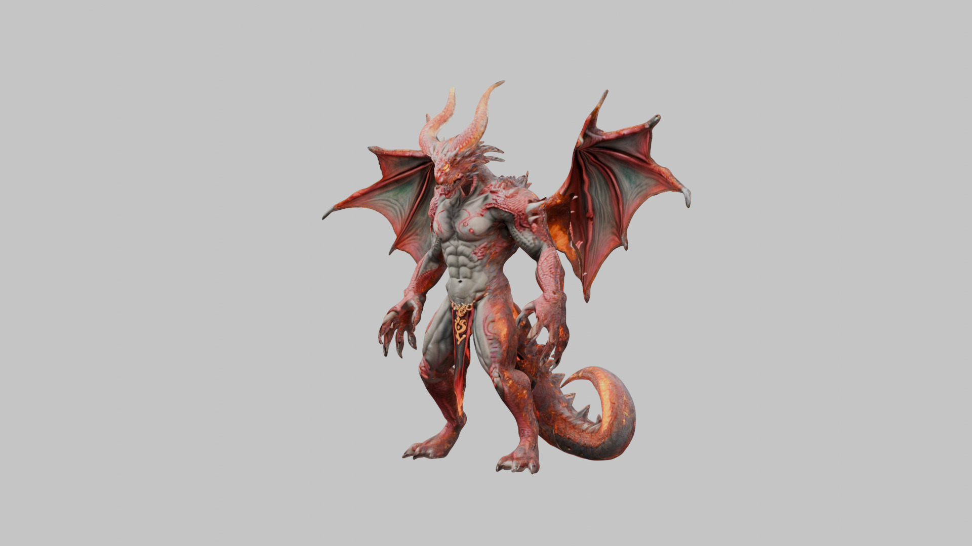 Red Dragon Wyvern 3D Model Low-poly 3D model_7