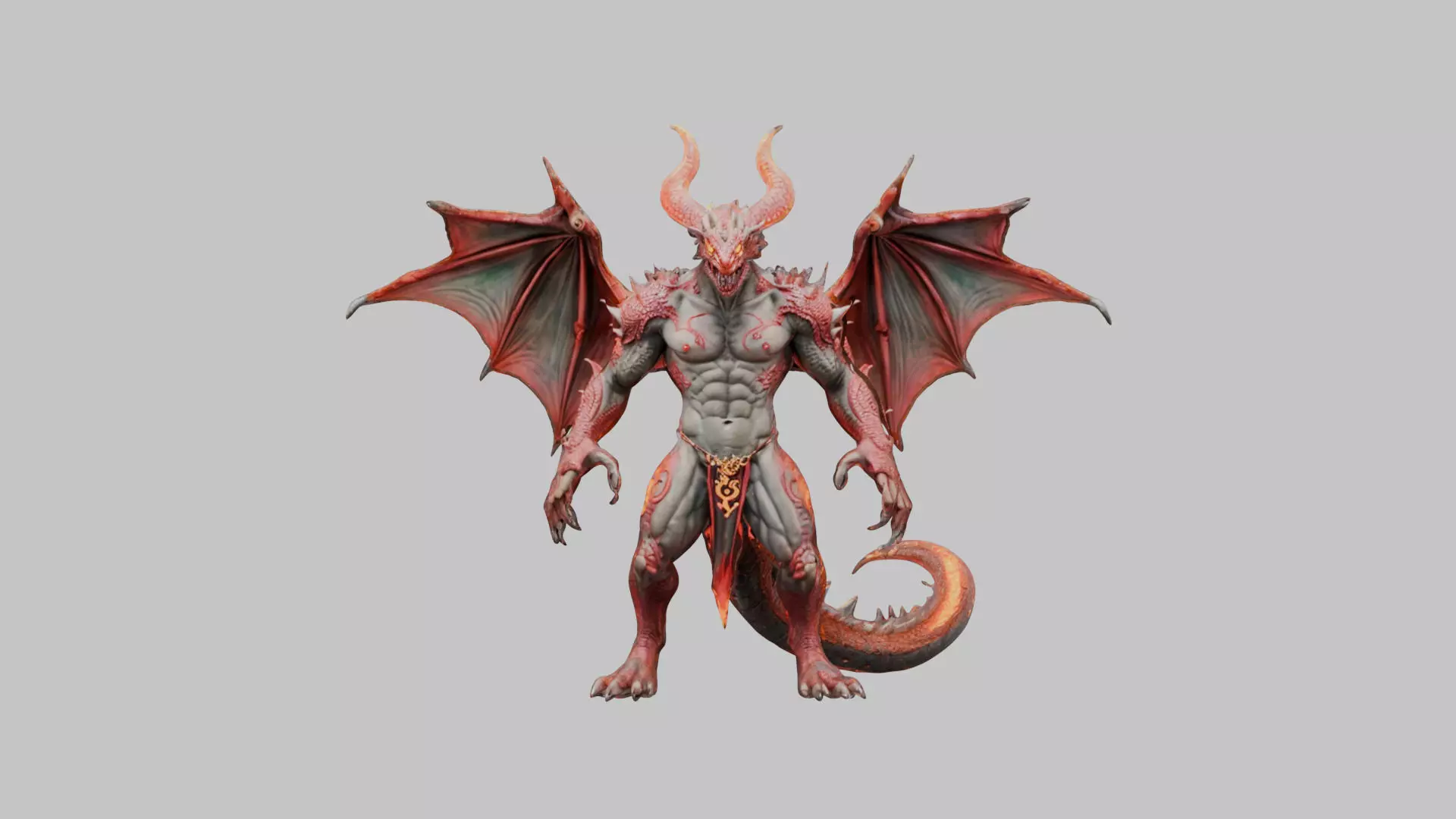 Red Dragon Wyvern 3D Model Low-poly 3D model_0