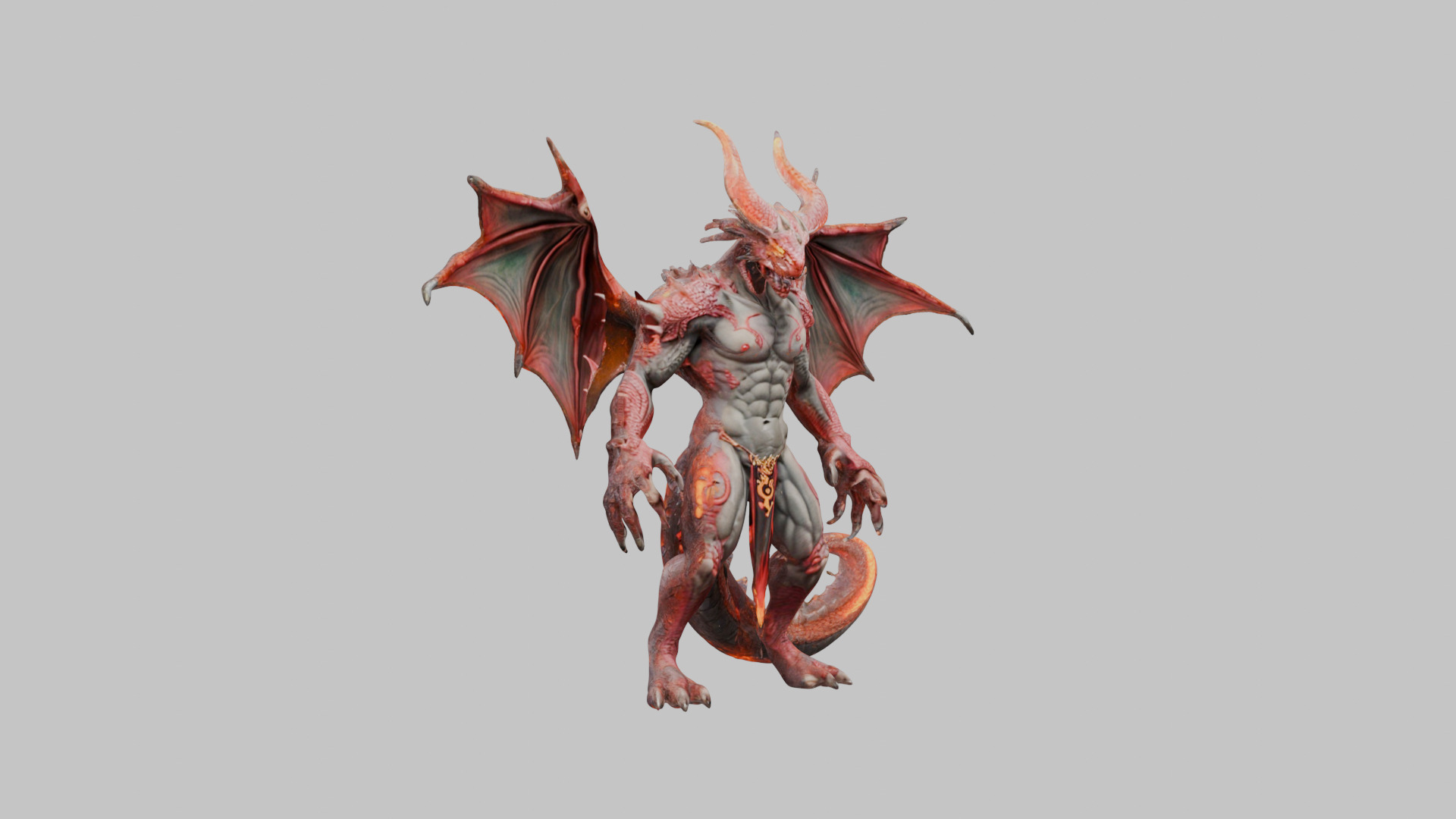 Red Dragon Wyvern 3D Model Low-poly 3D model_1