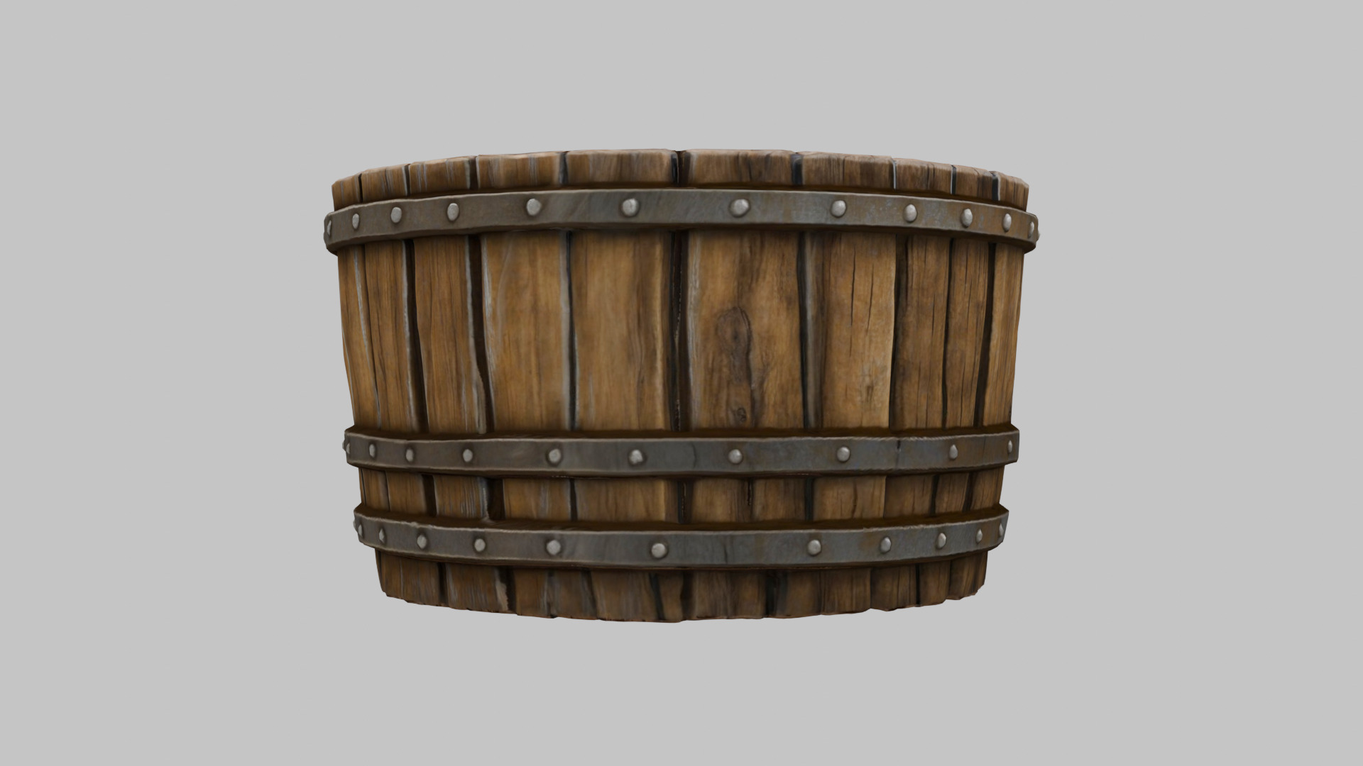 Rustic Wooden Water Barrel 3D Model Low-poly 3D model_1