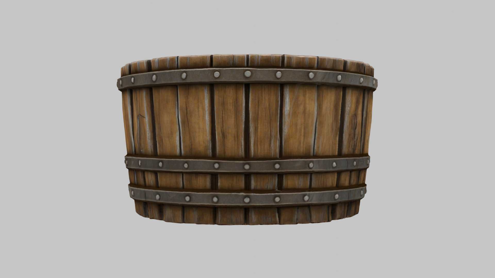 Rustic Wooden Water Barrel 3D Model Low-poly 3D model_2