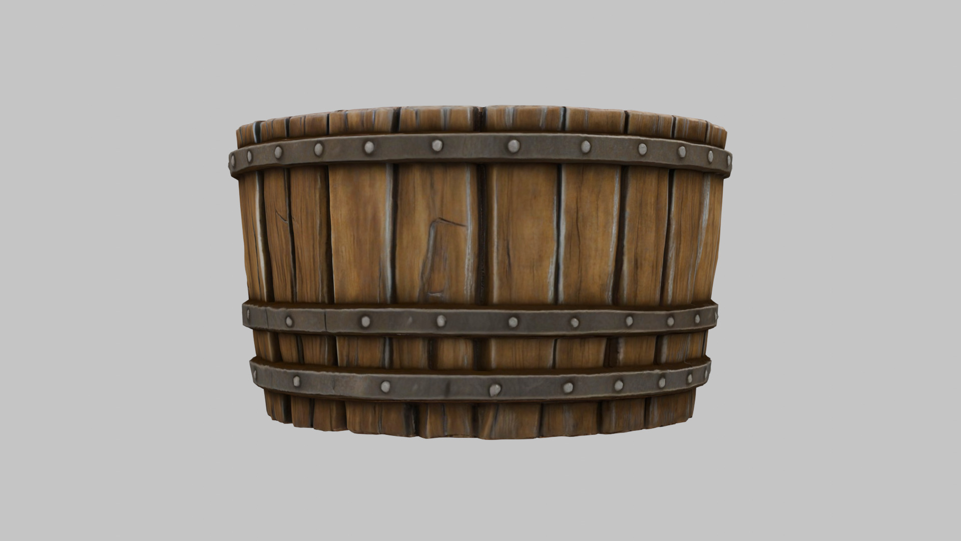 Rustic Wooden Water Barrel 3D Model Low-poly 3D model_3