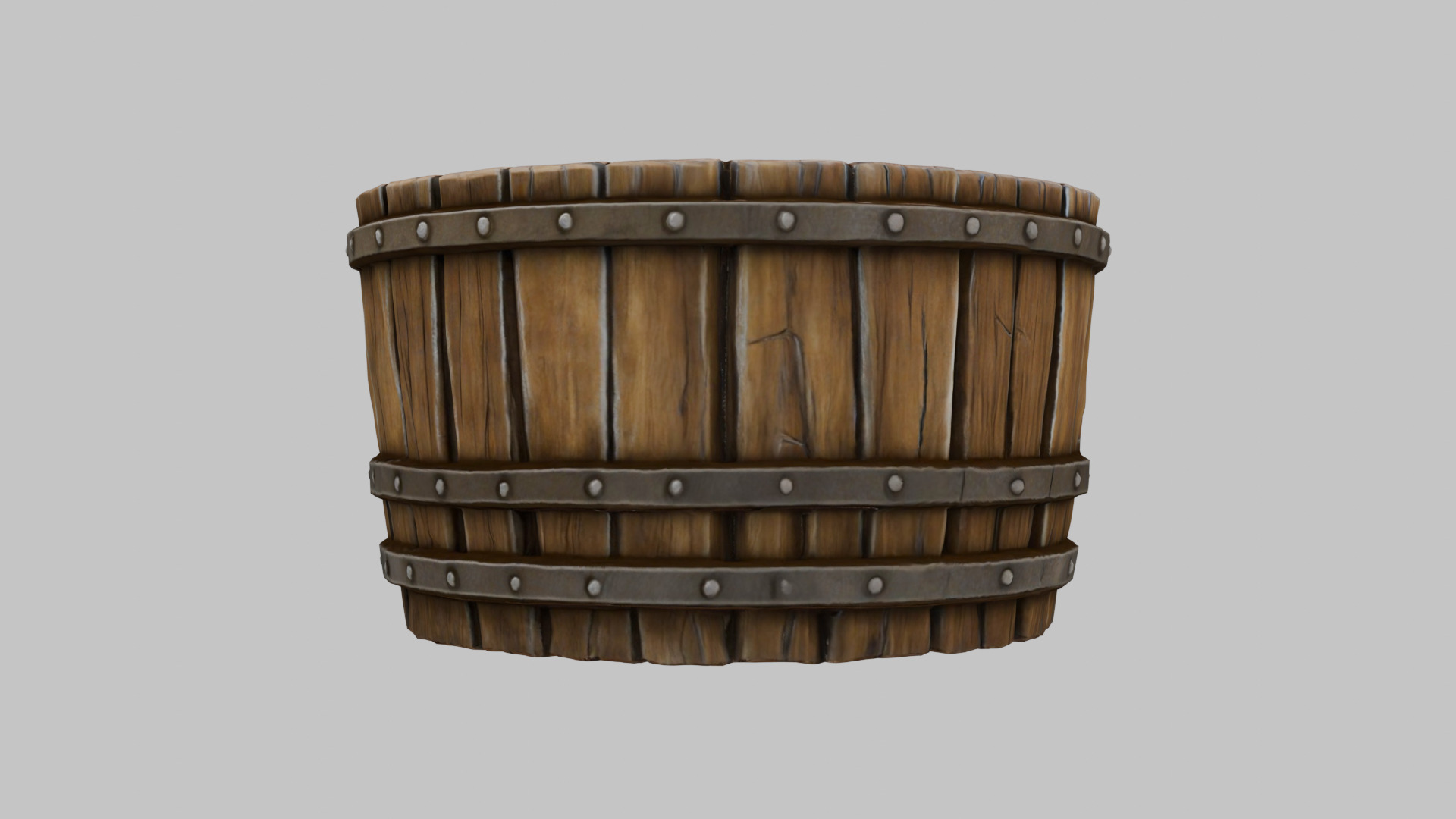 Rustic Wooden Water Barrel 3D Model Low-poly 3D model_5