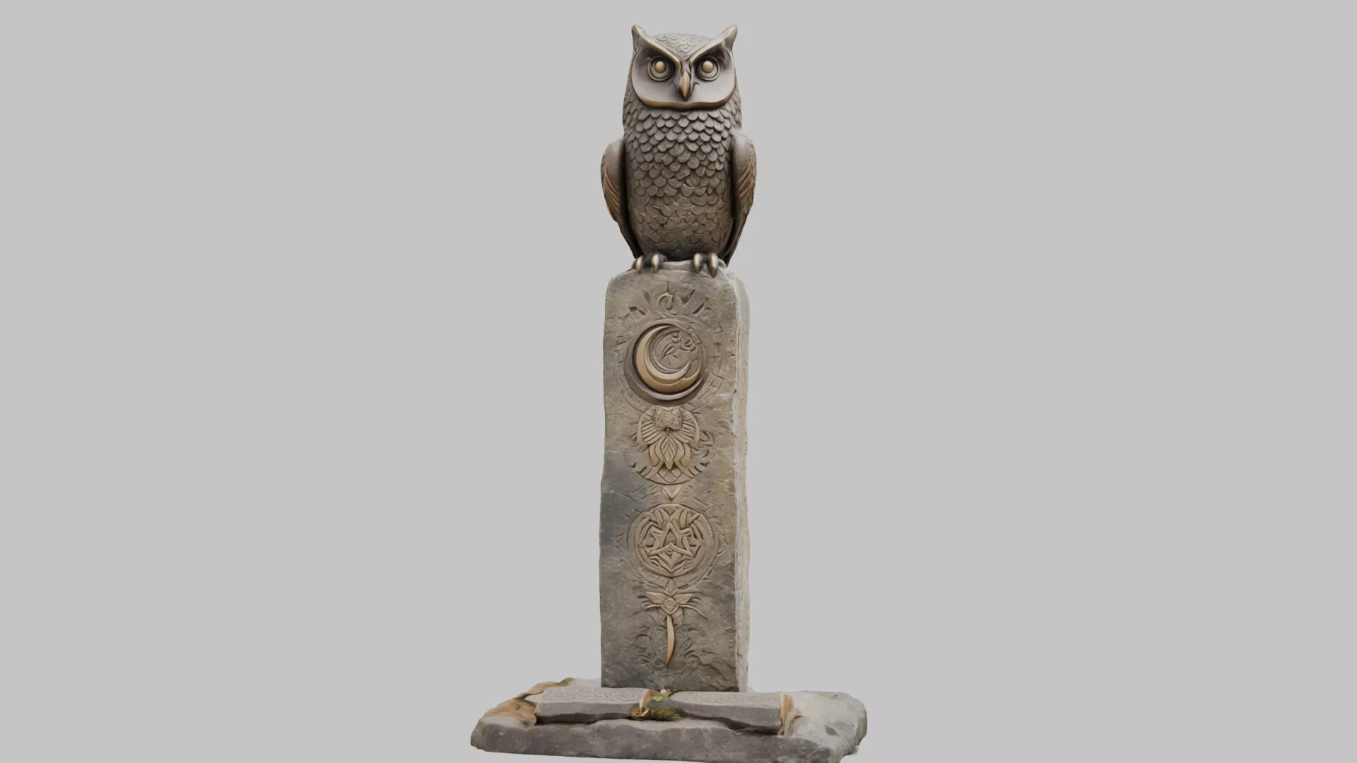 Stone Owl Guardian Statue 3D Model Low-poly 3D model