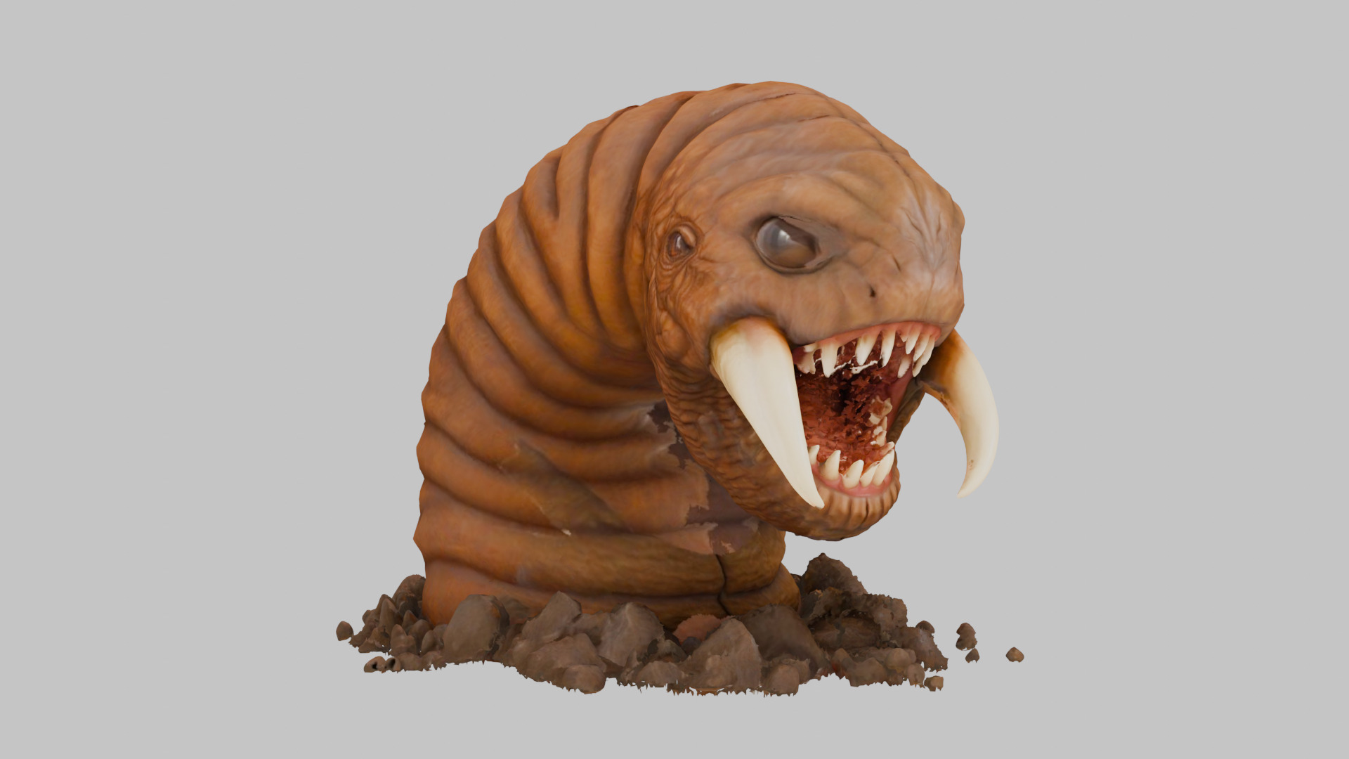 Tibia Hotworm Monster 3D Model Low-poly 3D model_1