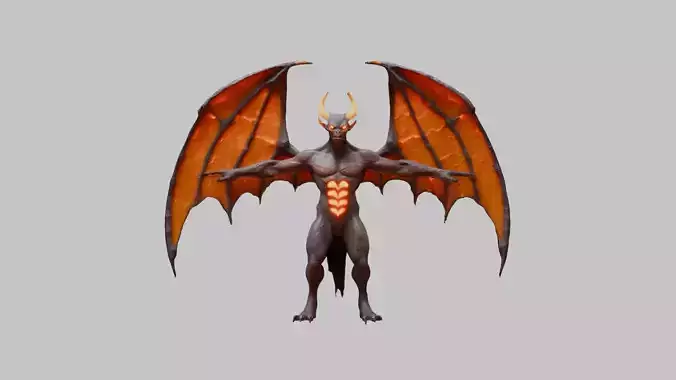 3D Model of a Winged Demon in T-Pose