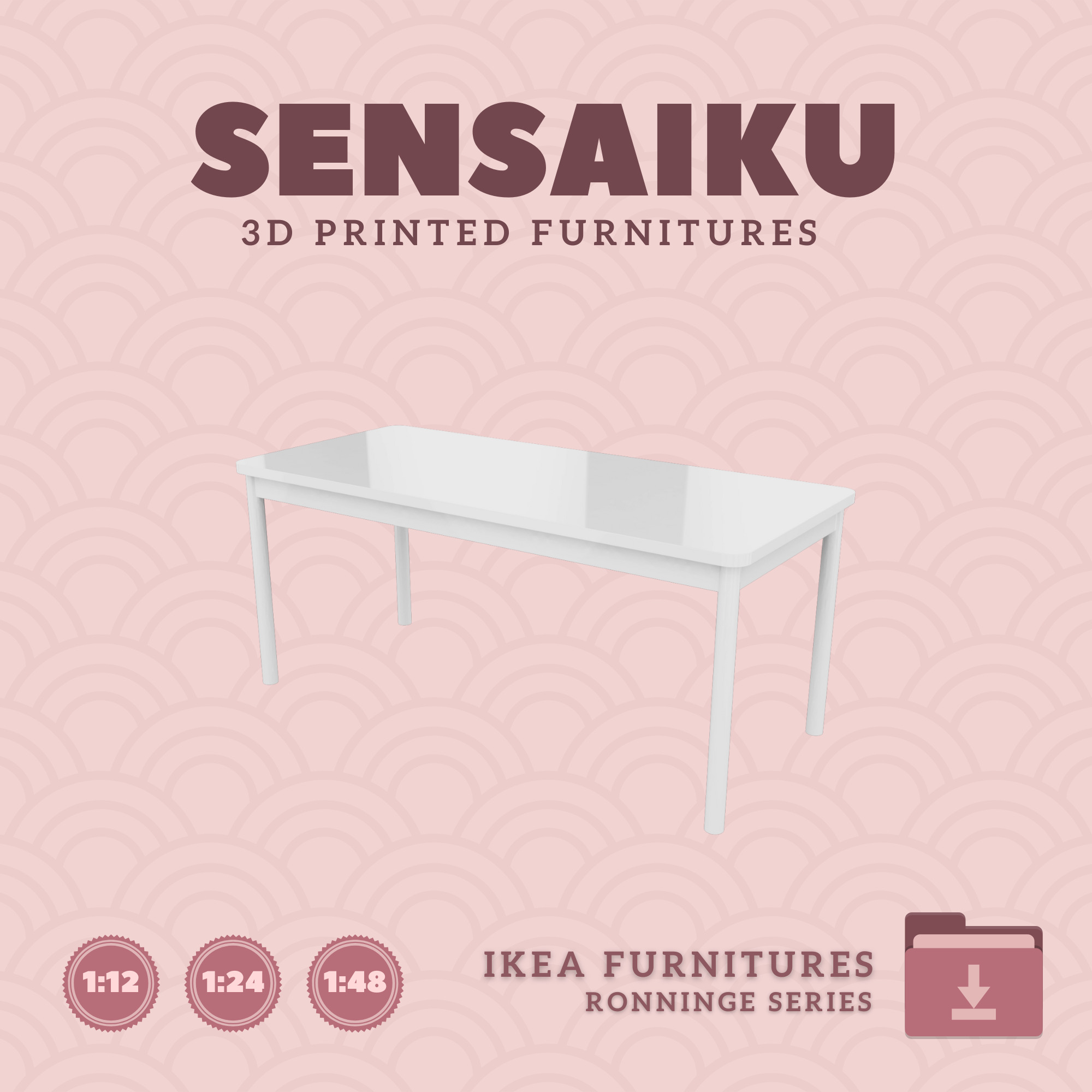 RONNINGE Table 68 In for Mini Dollhouse - IKEA - 3D Print 3D print model_1
