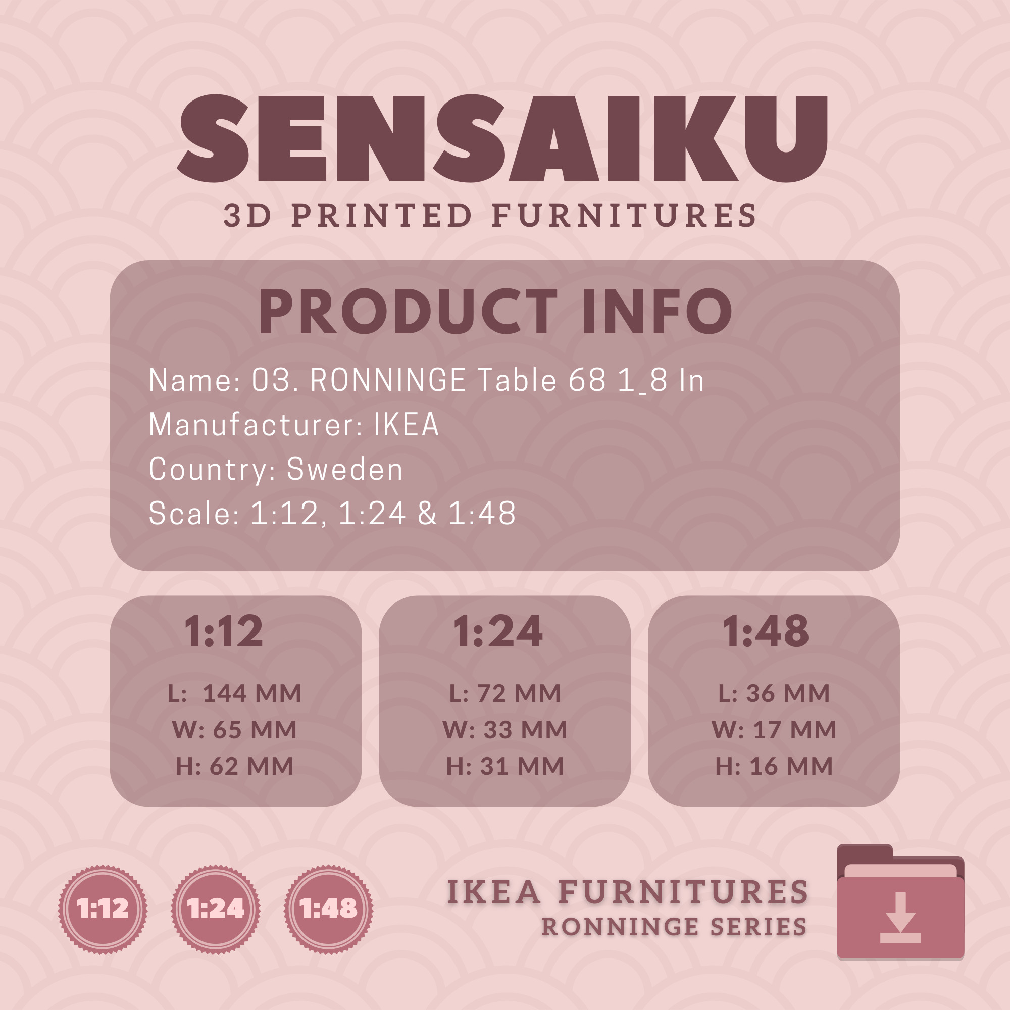 RONNINGE Table 68 In for Mini Dollhouse - IKEA - 3D Print 3D print model_4