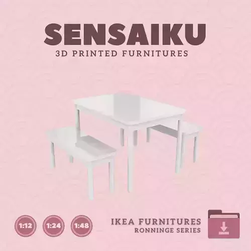 RONNINGE Table 46 In with Bench for Dollhouse - IKEA - 3D Print
