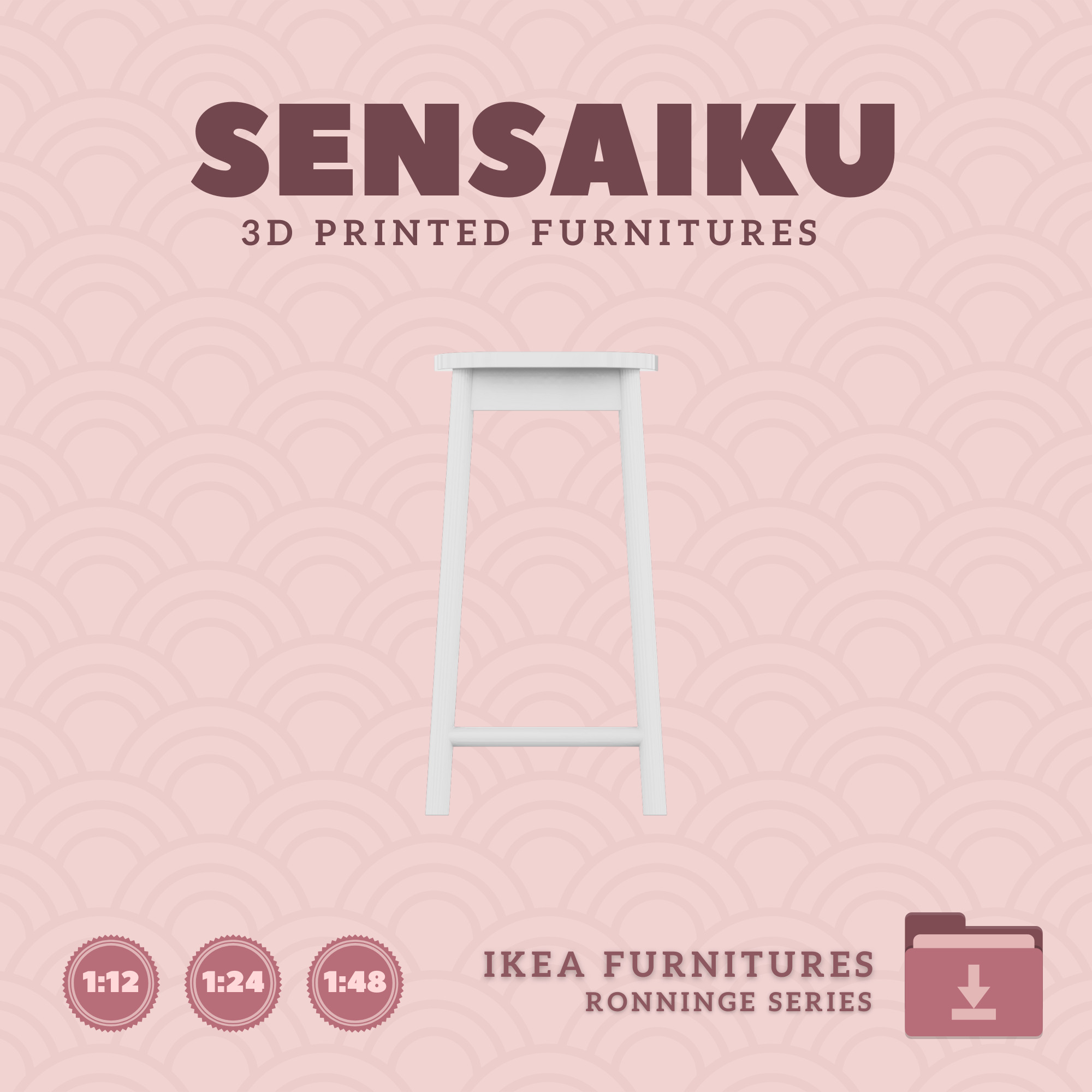 RONNINGE Bar Stool for Miniature Dollhouse - IKEA - 3D Print 3D print model_2