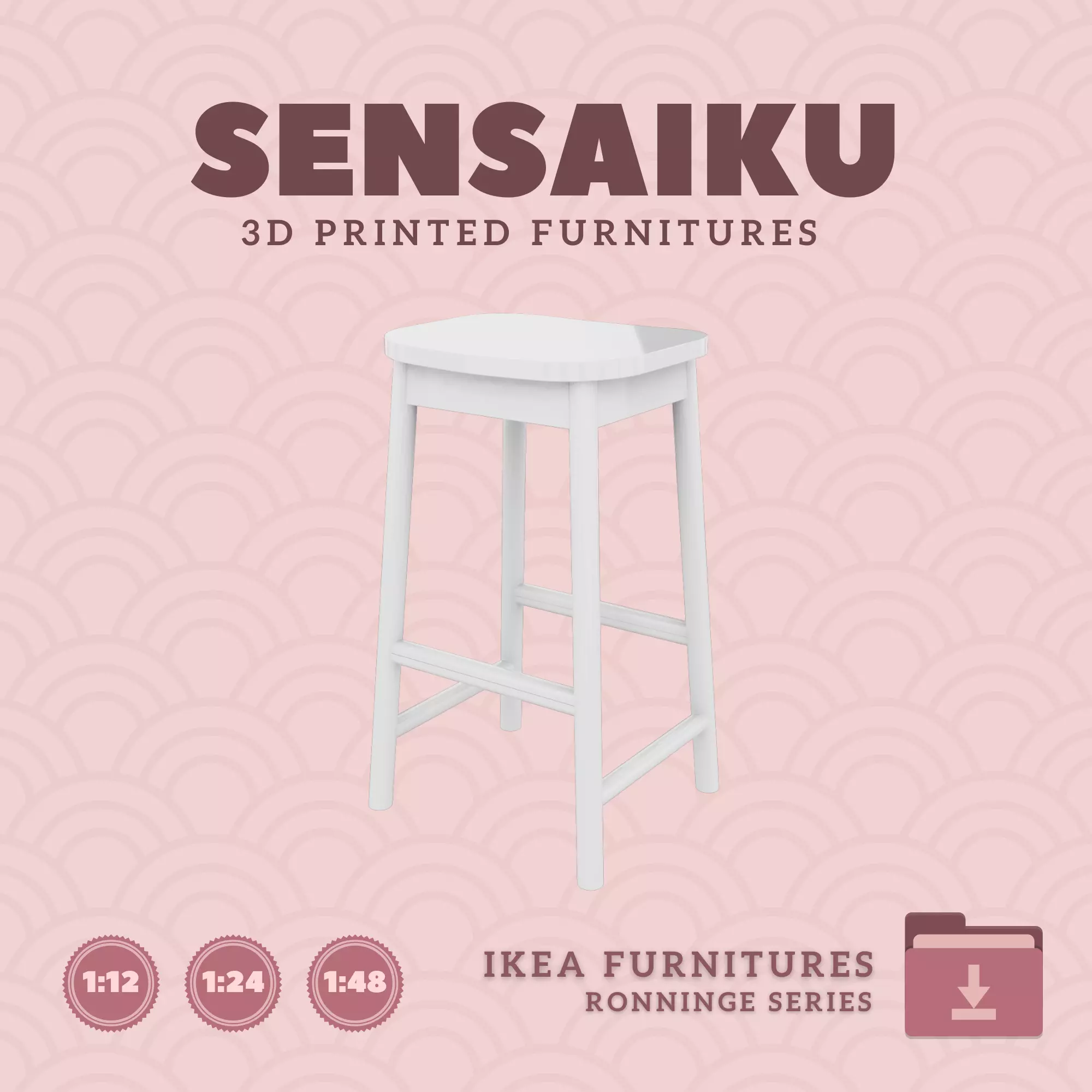 RONNINGE Bar Stool for Miniature Dollhouse - IKEA - 3D Print 3D print model_0