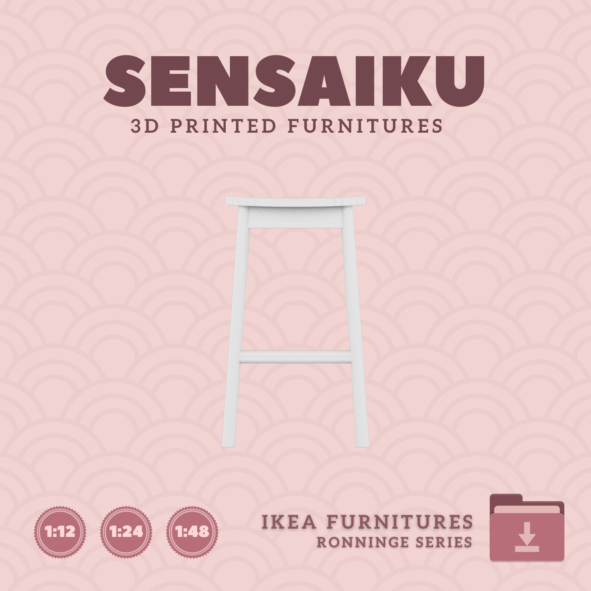 RONNINGE Bar Stool for Miniature Dollhouse - IKEA - 3D Print 3D print model_1