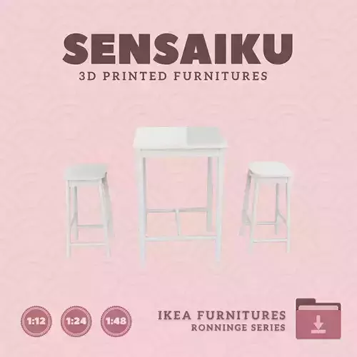 RONNINGE Bar Table and Stool for Dollhouse - IKEA - 3D Print 3D print model