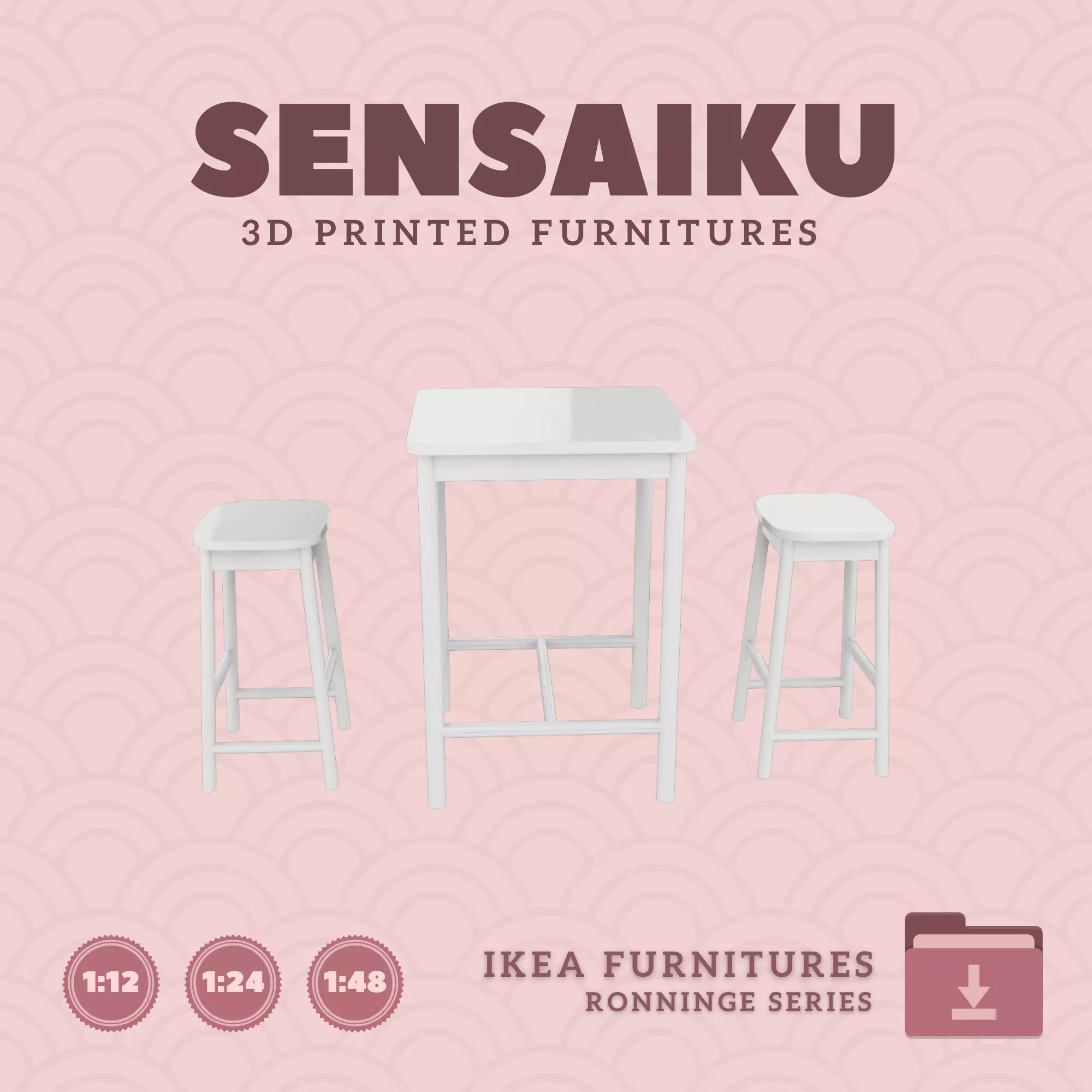 RONNINGE Bar Table and Stool for Dollhouse - IKEA - 3D Print 3D print model_0