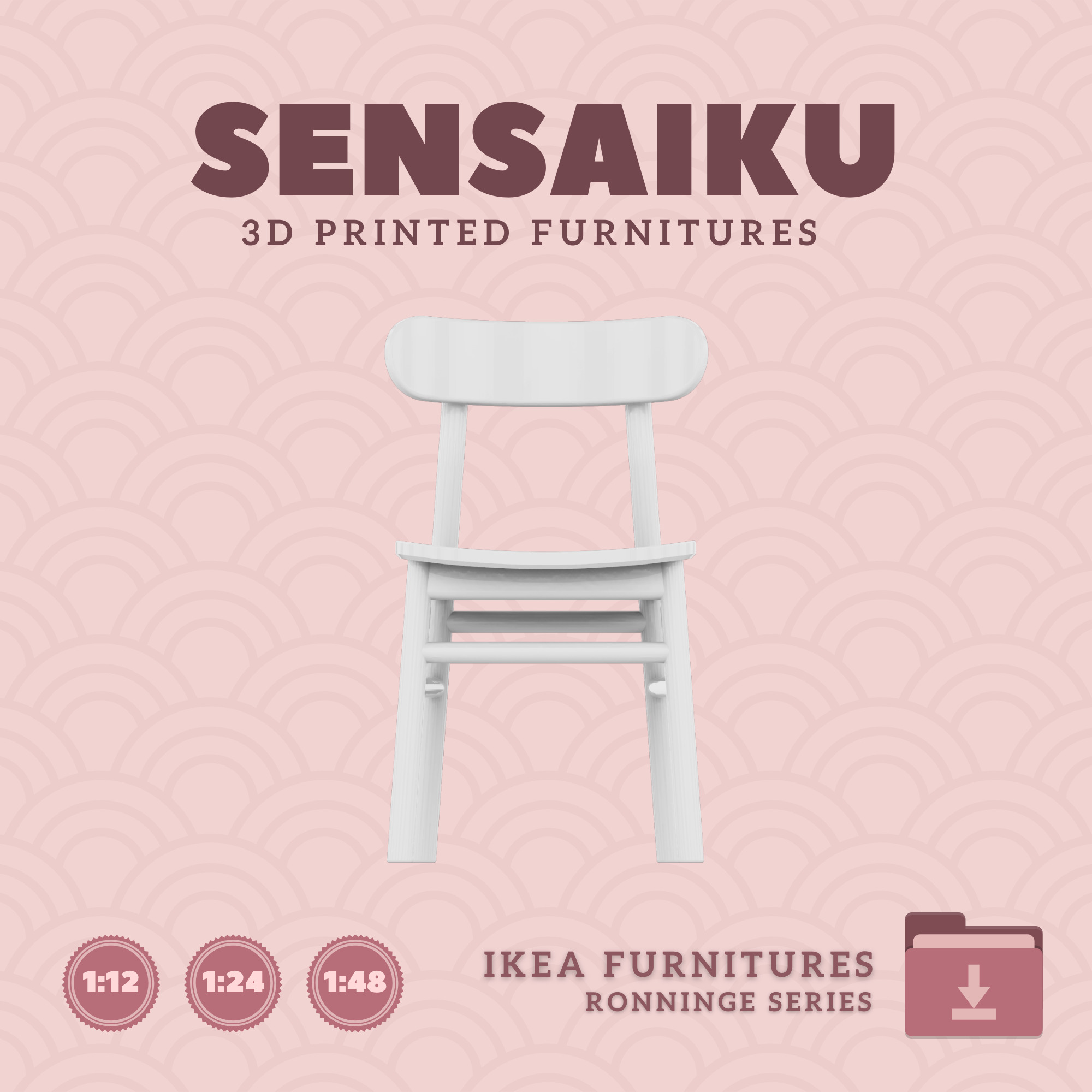 RONNINGE Birch Chair for Miniature Dollhouse - IKEA - 3D Print 3D print model_3