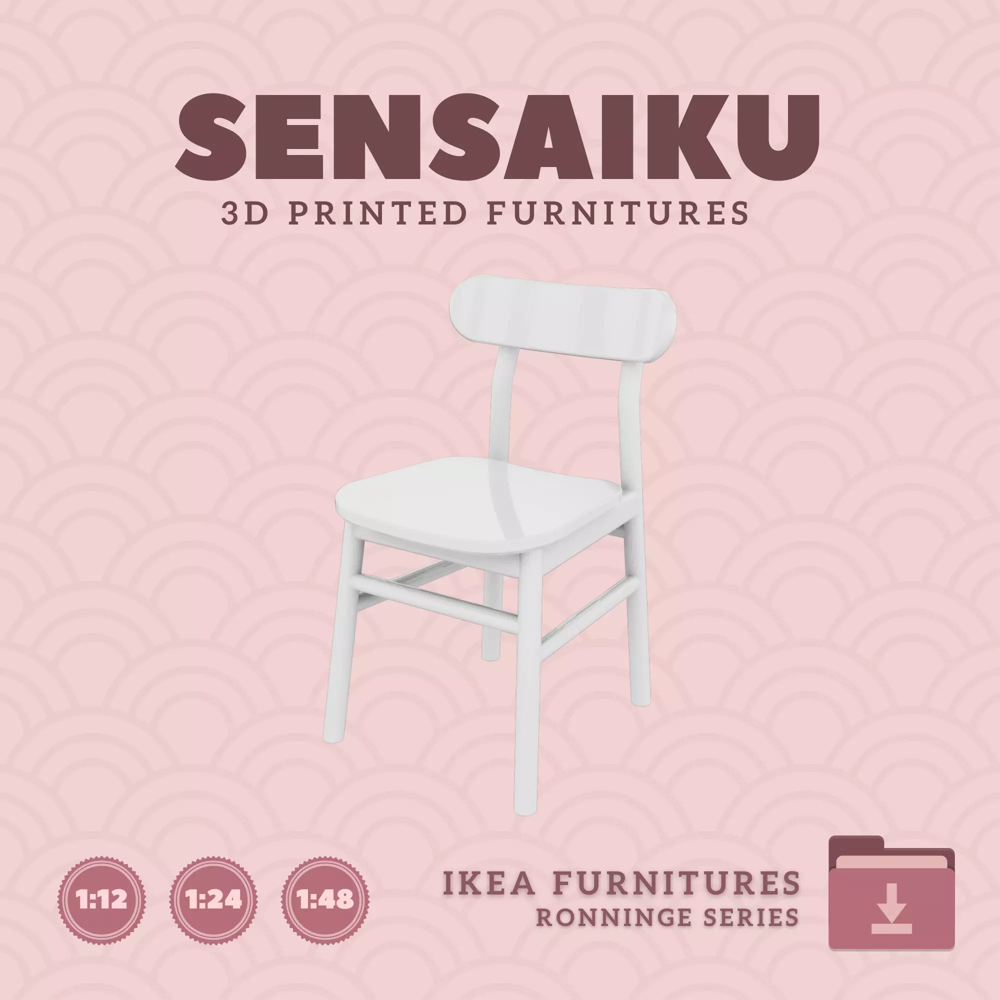 RONNINGE Birch Chair for Miniature Dollhouse - IKEA - 3D Print 3D print model_0