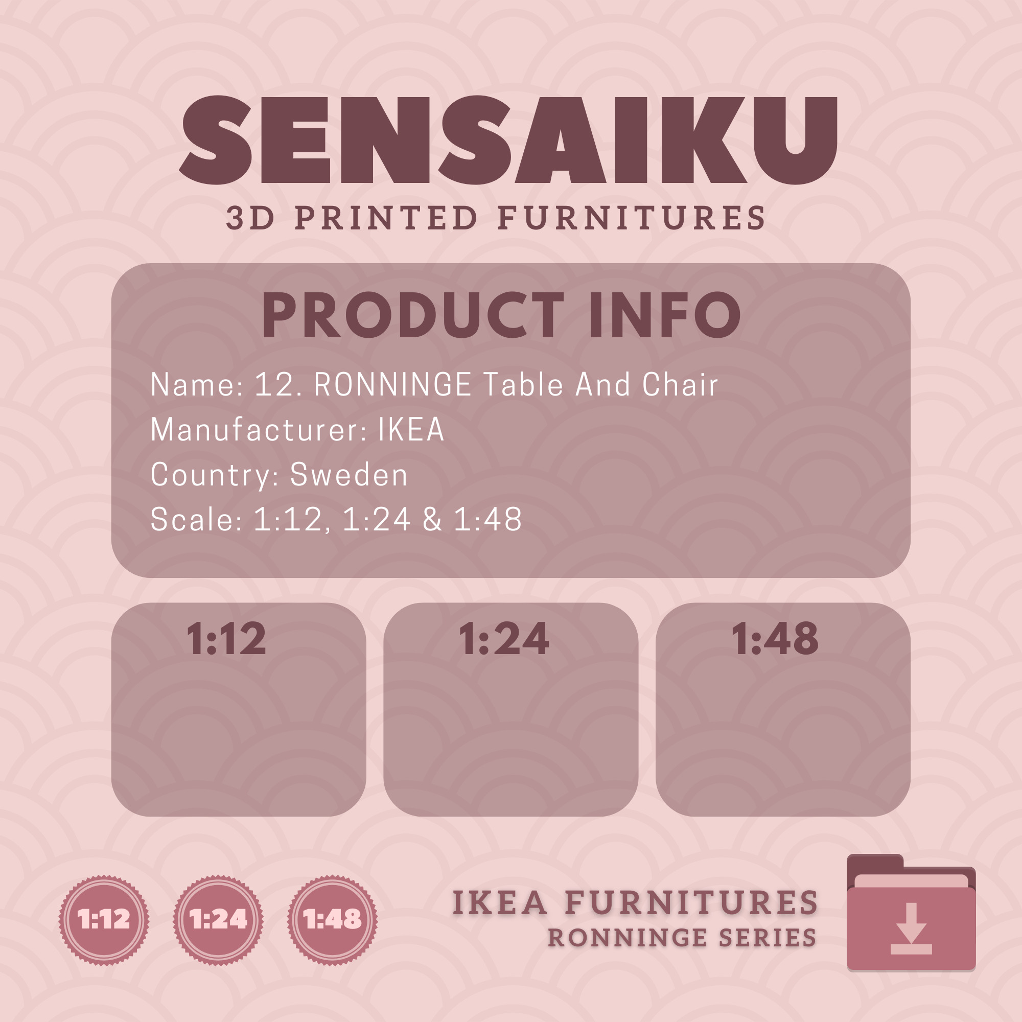 RONNINGE Table and Chairs for Dollhouse - IKEA - 3D Print 3D print model_4