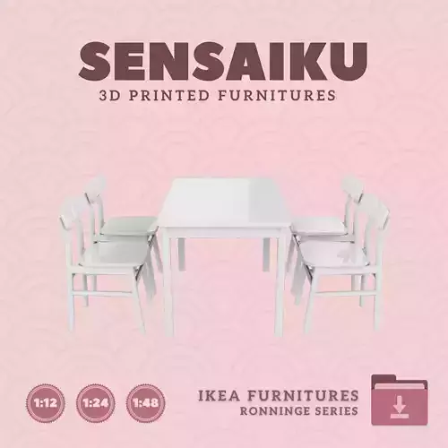 RONNINGE Table and Chairs for Dollhouse - IKEA - 3D Print