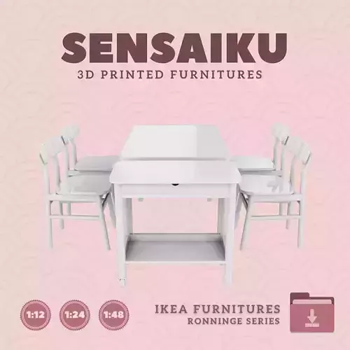 RONNINGE Table Chairs Cart for Dollhouse - IKEA - 3D Print