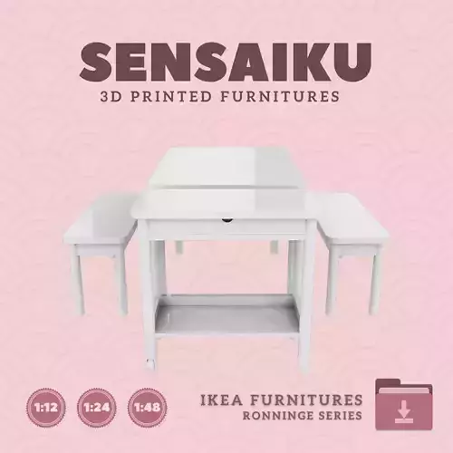 RONNINGE Table Bench and Cart for Dollhouse - IKEA - 3D Print