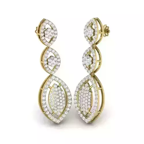 Printable 3D Jewelry design of Earrings with diamonds