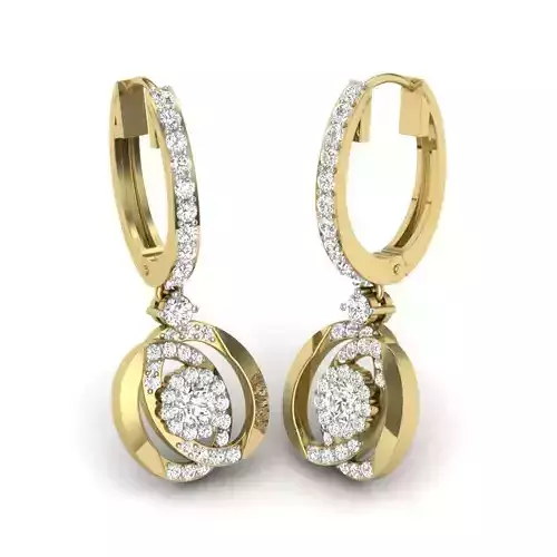 Printable 3D Jewelry design of Earrings with diamonds