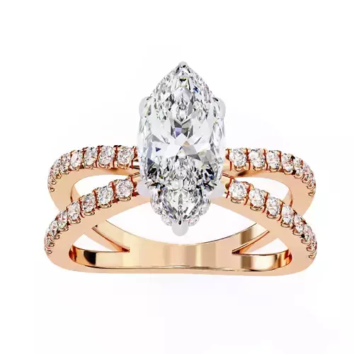 Crisscross Delicate diamond ring with French Pave setting