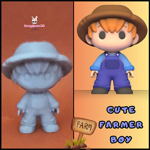 Cute Farmer Boy 3D print model