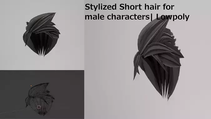 Short Hair Low Poly 3D Model for Male Character Game Ready Asset