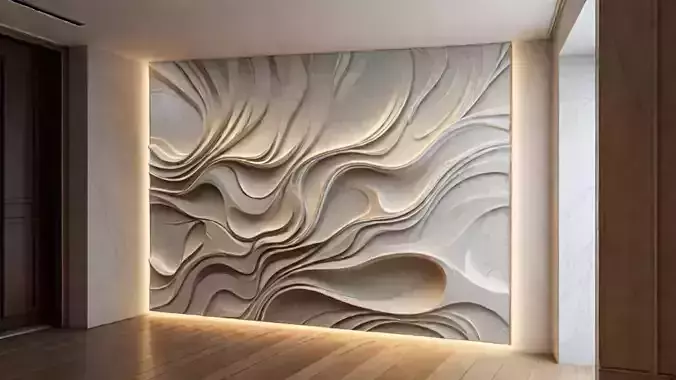 modern panel wall decor set relief stl mural CNC 185 3D model