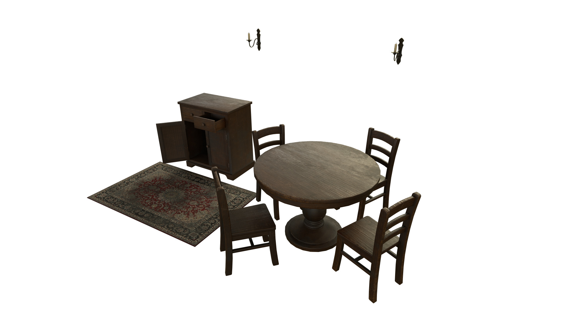 Old Furniture Pack Low-poly 3D model_2