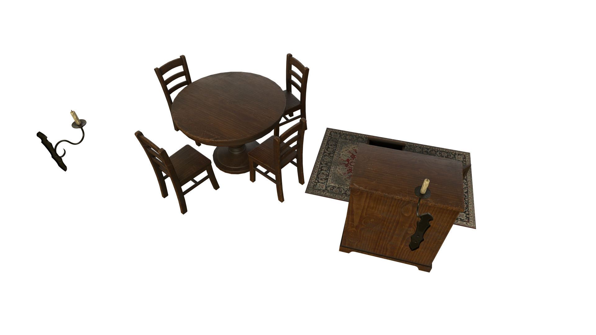 Old Furniture Pack Low-poly 3D model_1