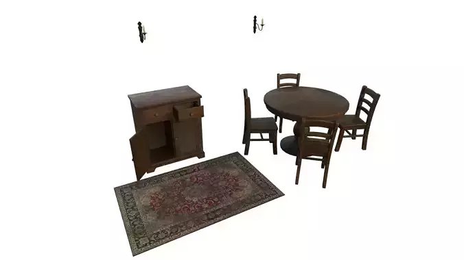 Old Furniture Pack Low-poly 3D model
