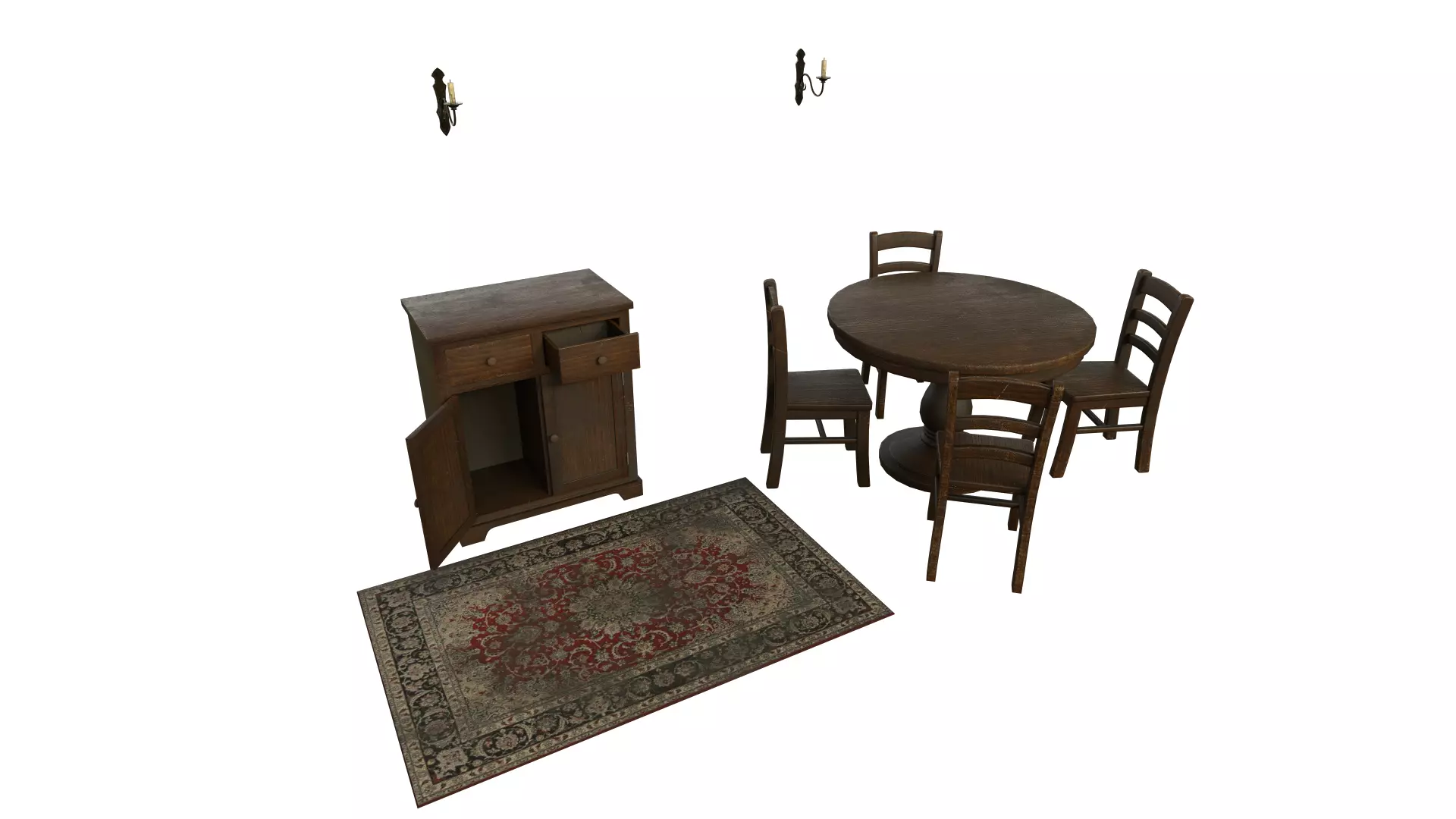 Old Furniture Pack Low-poly 3D model_0