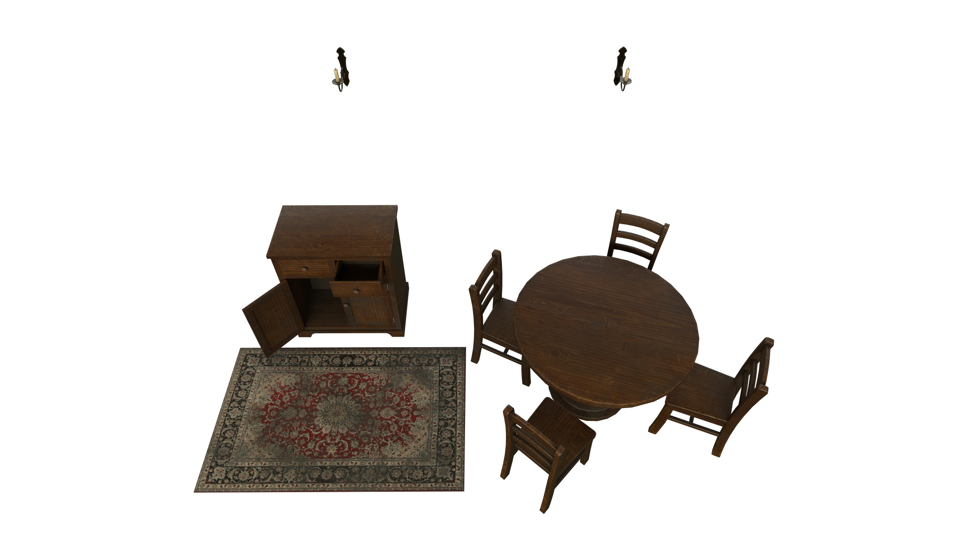 Old Furniture Pack Low-poly 3D model_3