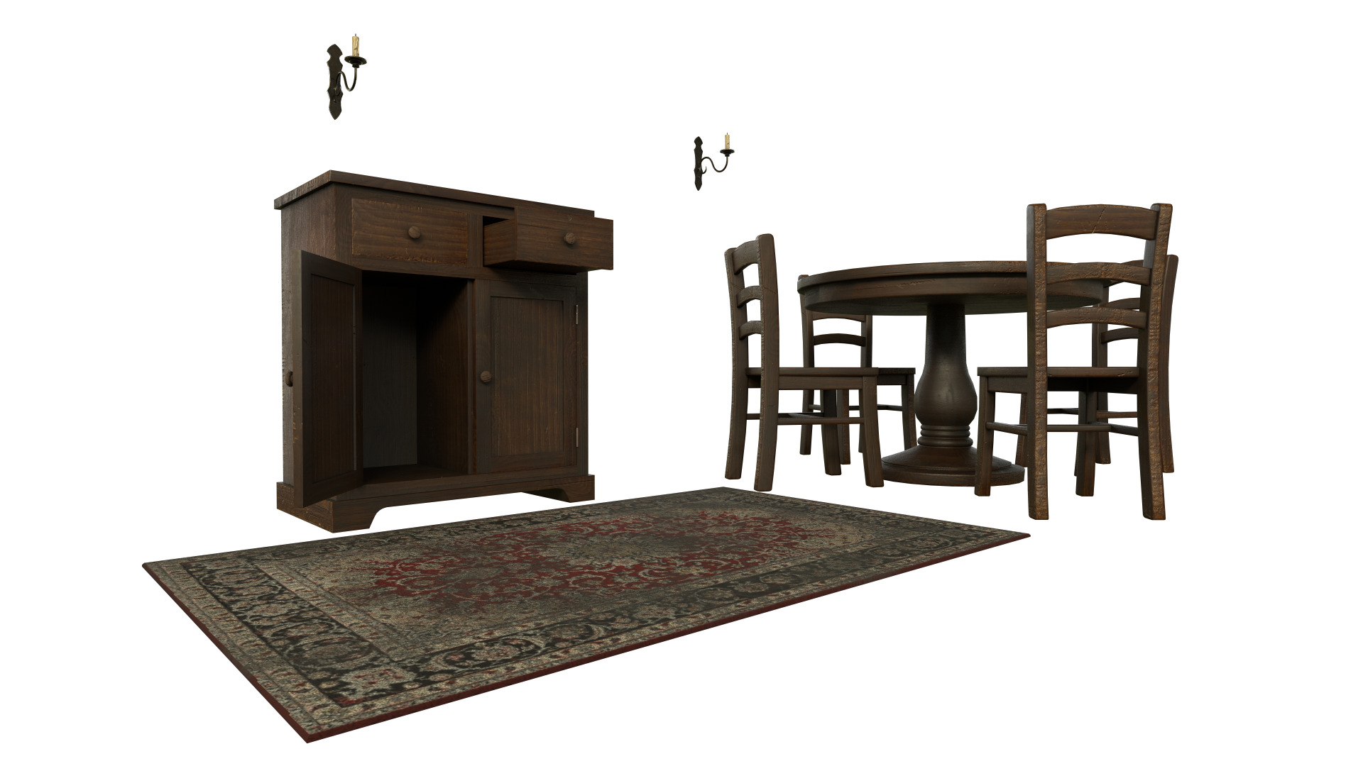Old Furniture Pack Low-poly 3D model_4