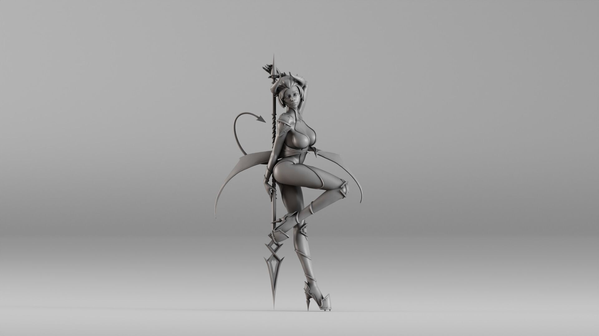 S00021 Succubus Warrior 3D print model_2