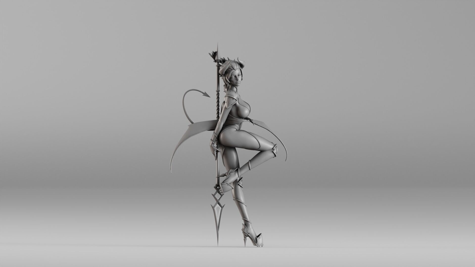 S00021 Succubus Warrior 3D print model_3