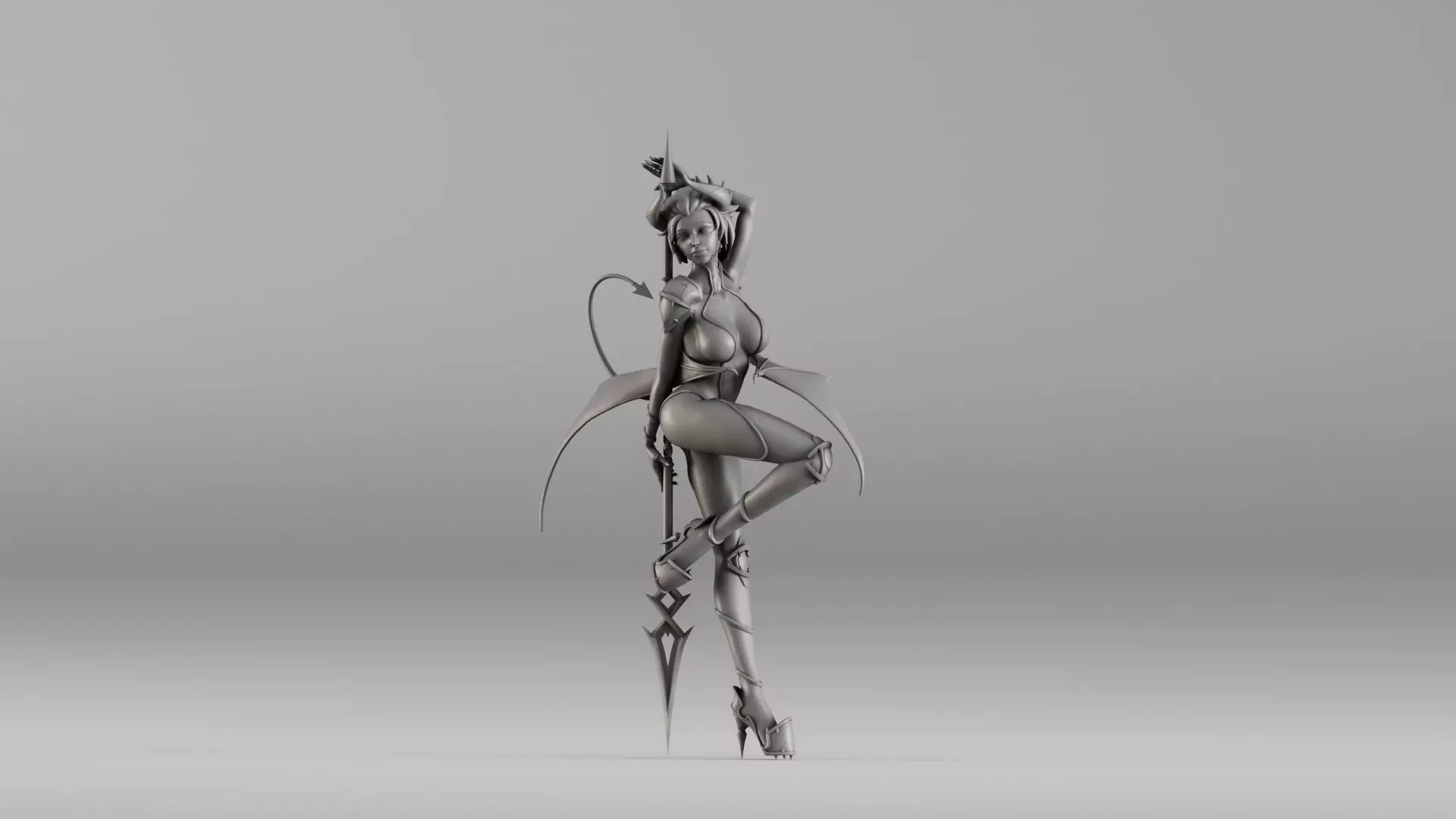 S00021 Succubus Warrior 3D print model_0