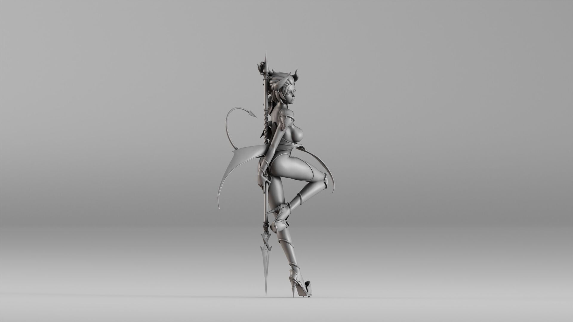 S00021 Succubus Warrior 3D print model_4