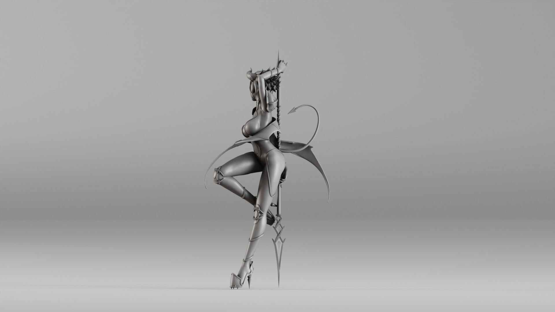 S00021 Succubus Warrior 3D print model_9