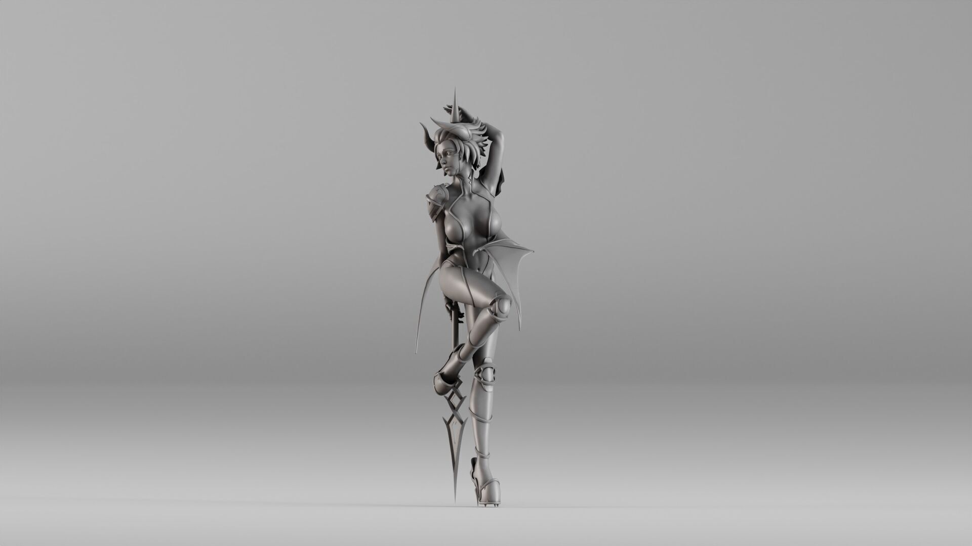 S00021 Succubus Warrior 3D print model_12