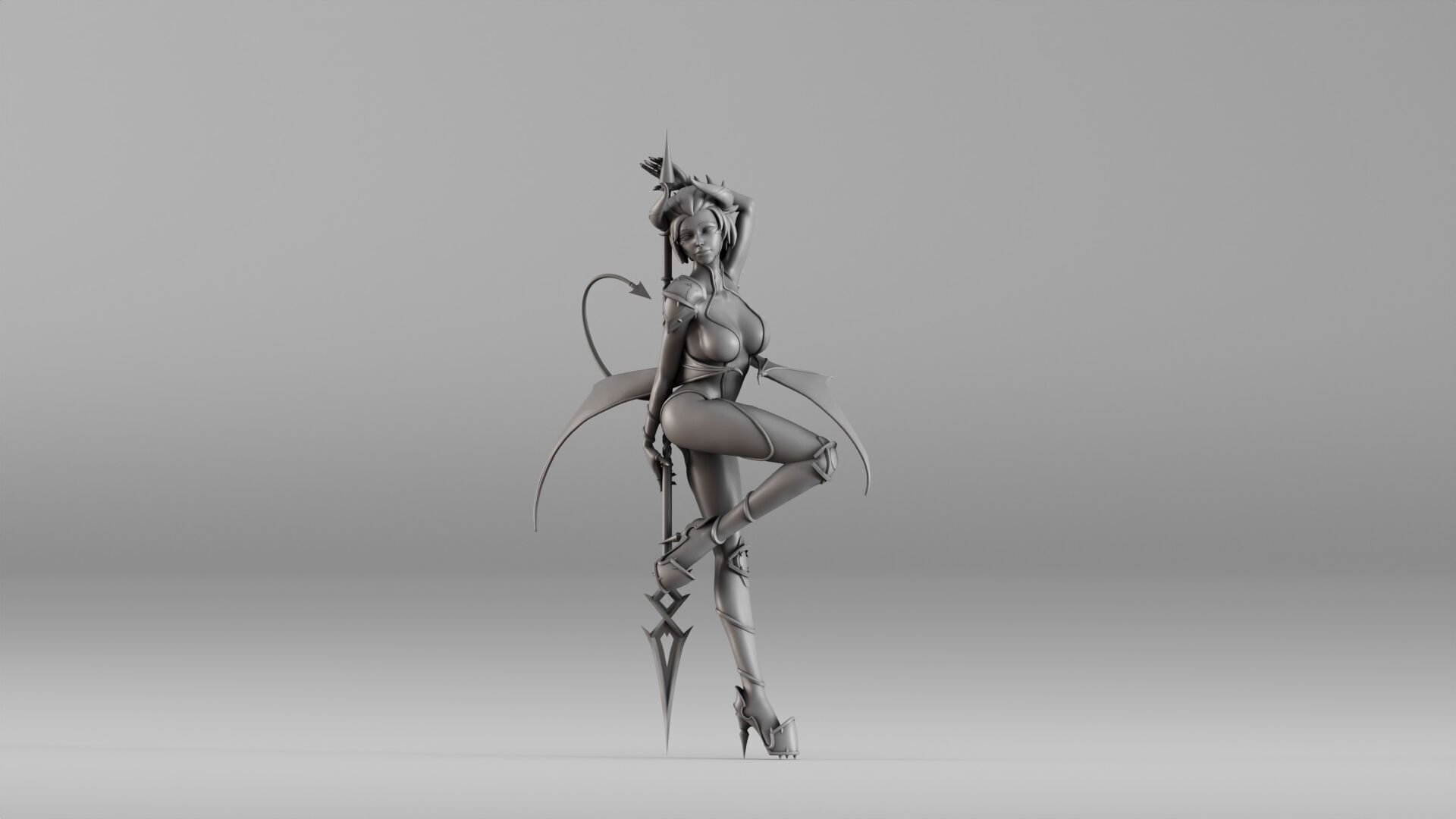 S00021 Succubus Warrior 3D print model_1