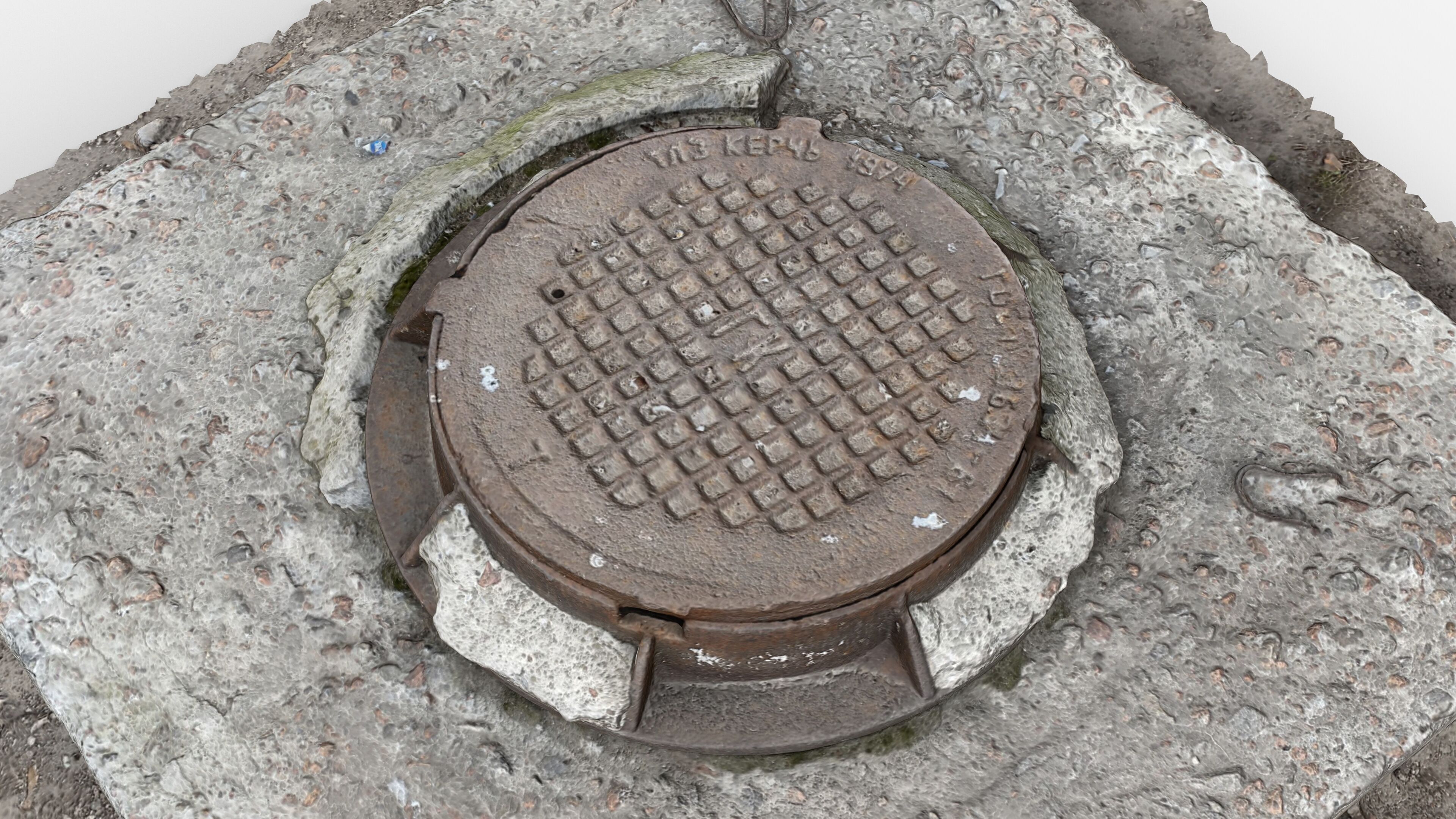 Photorealistic 3D scan of manhole Hatch cover Sewer Manhole Low-poly 3D model_13
