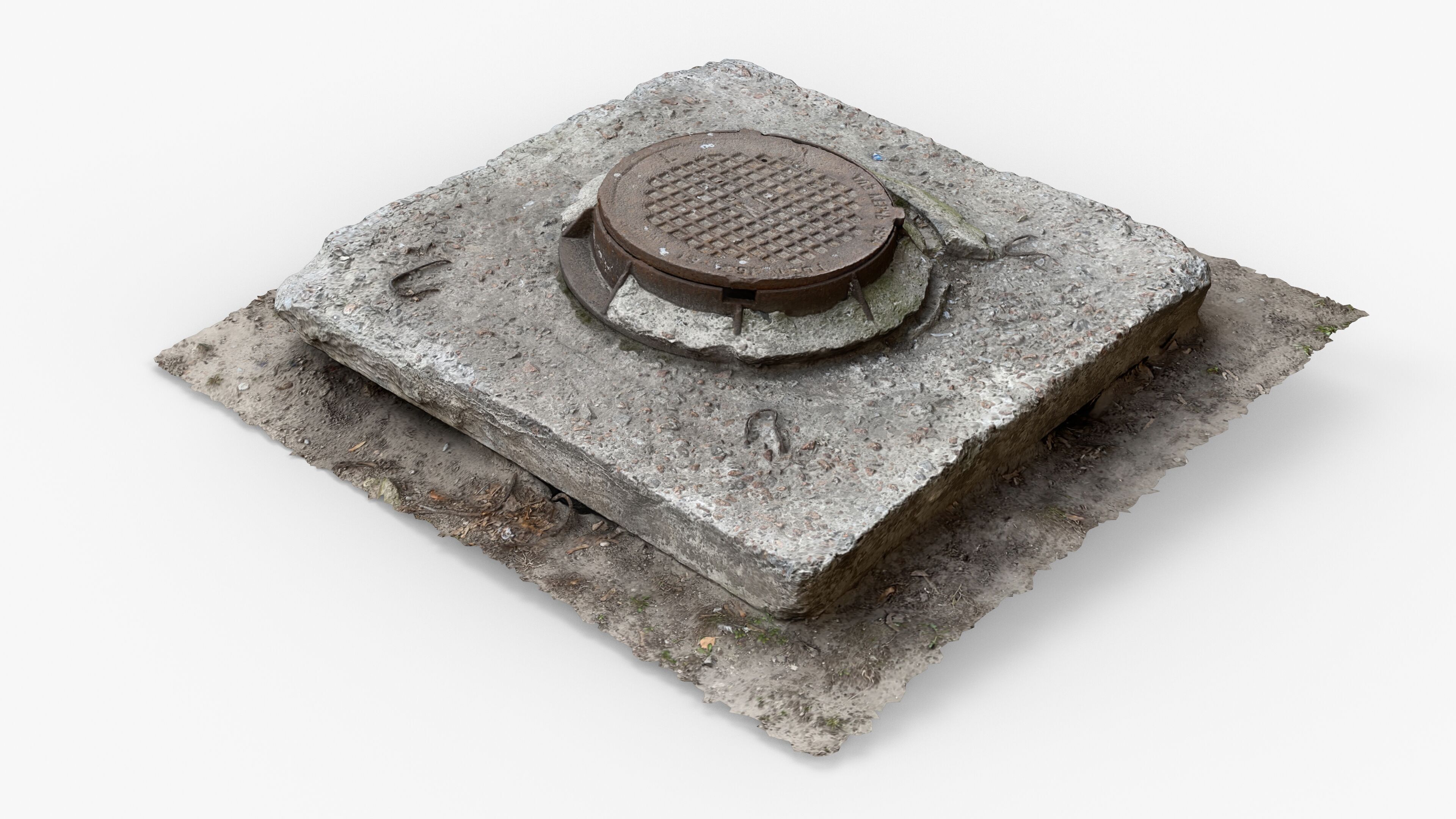 Photorealistic 3D scan of manhole Hatch cover Sewer Manhole Low-poly 3D model_6