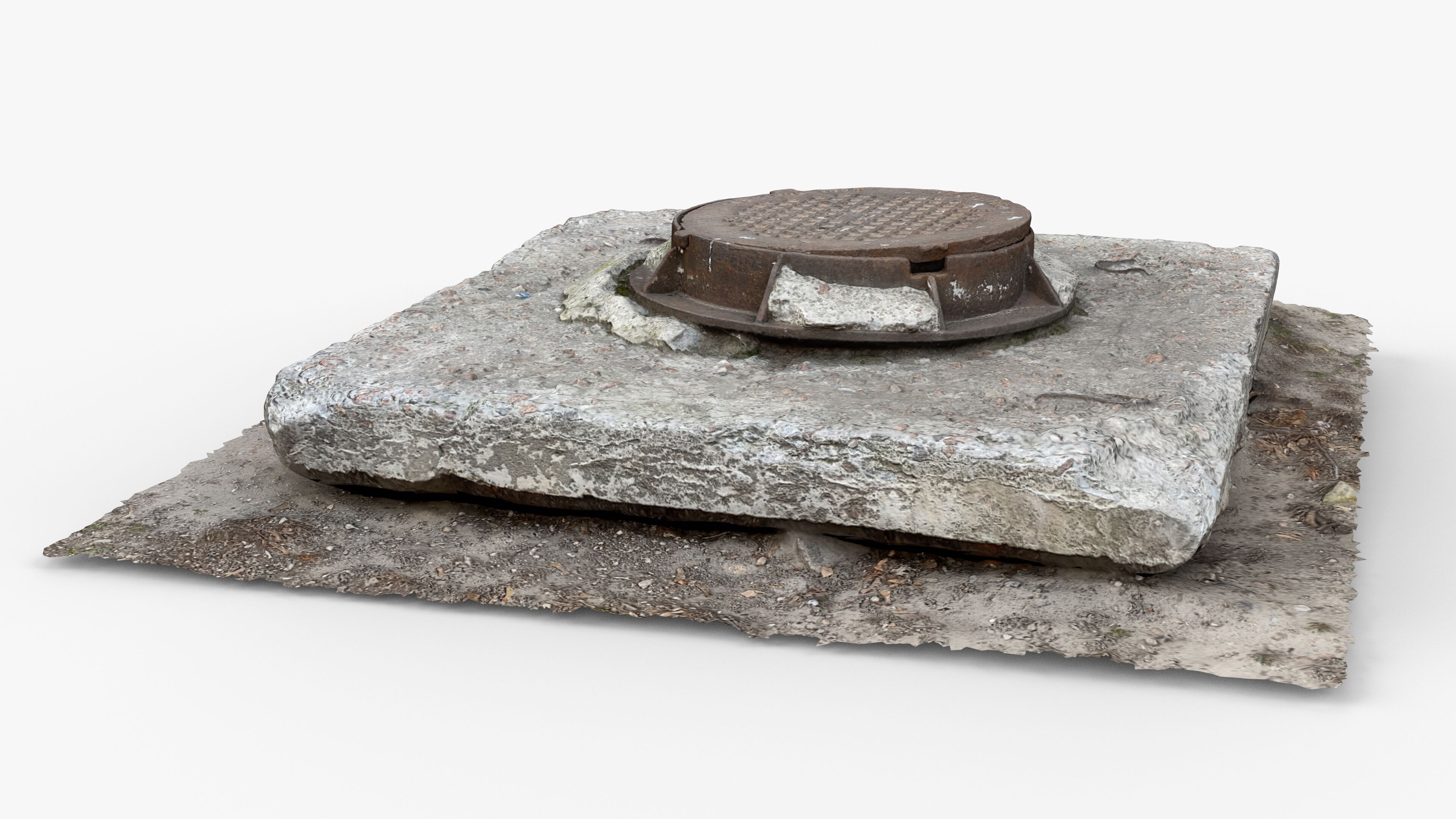 Photorealistic 3D scan of manhole Hatch cover Sewer Manhole Low-poly 3D model_2