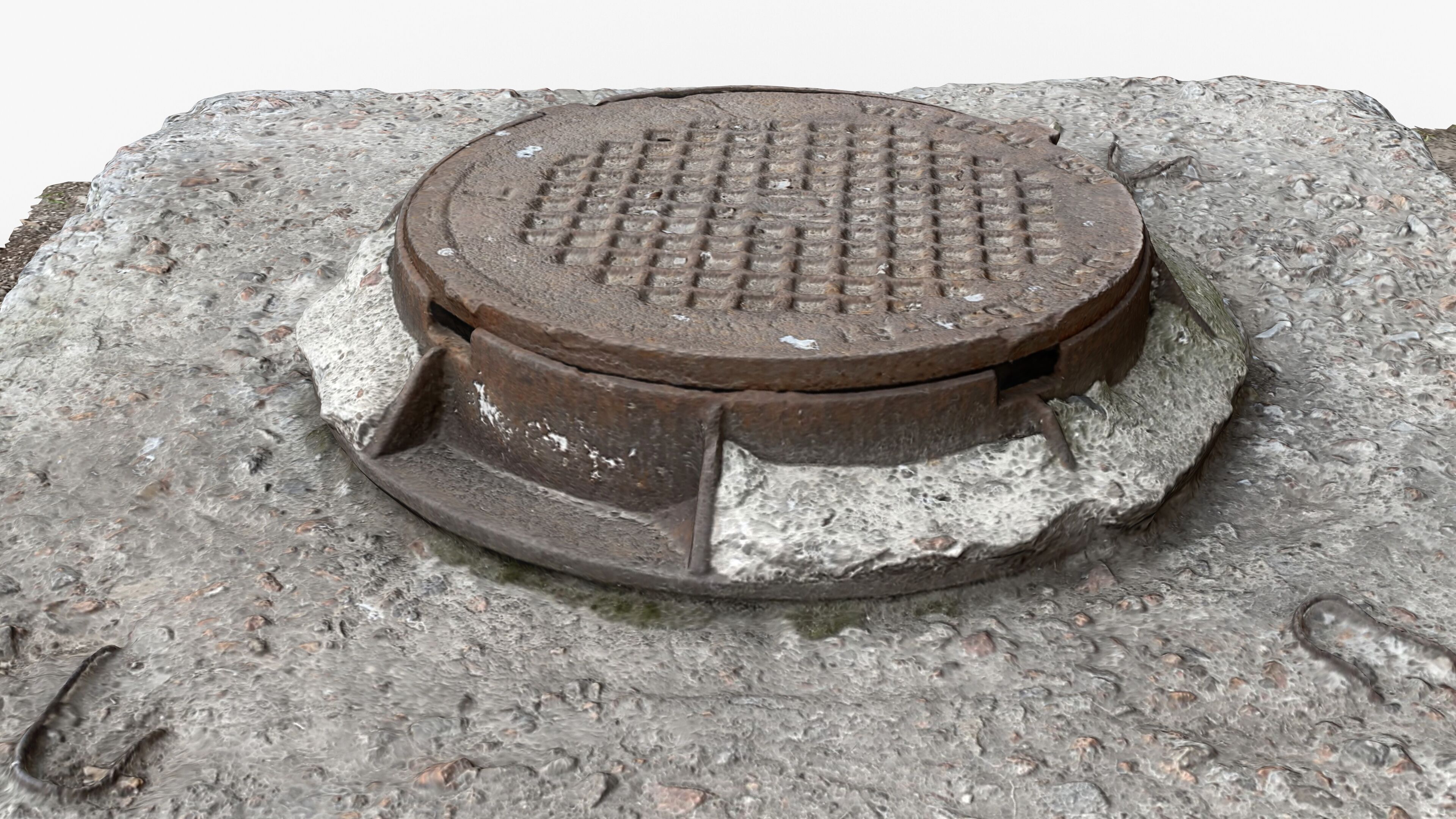 Photorealistic 3D scan of manhole Hatch cover Sewer Manhole Low-poly 3D model_14